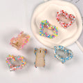 Wholesale Heart Shaped Plastic Hair Claws Cute Pink Bling Rhinestone Hair Claws Sweet Valentine's Day Girl Hair Claws