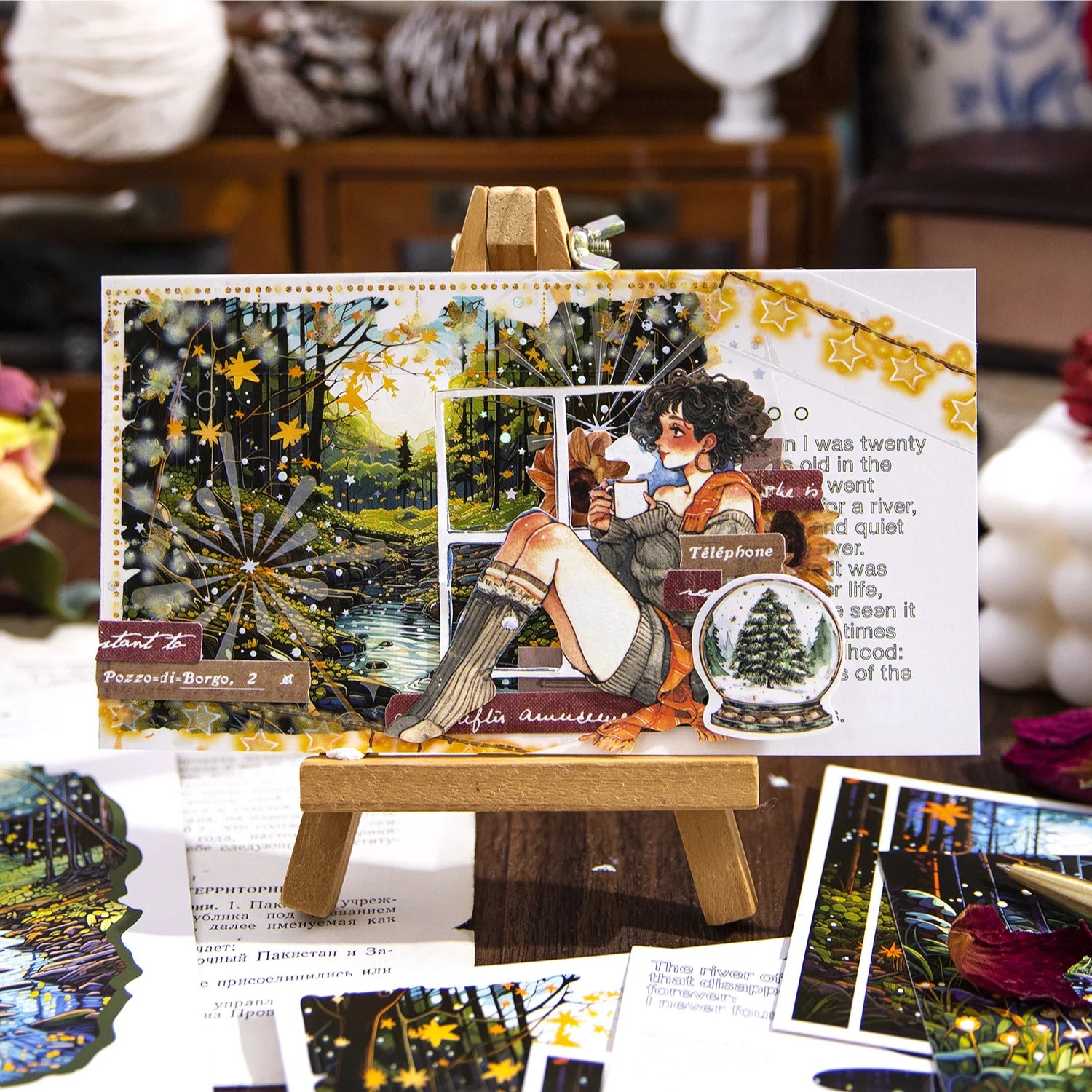 20pcs/pack Material Fantasia Series Handbook Decoration Collage Background Material
