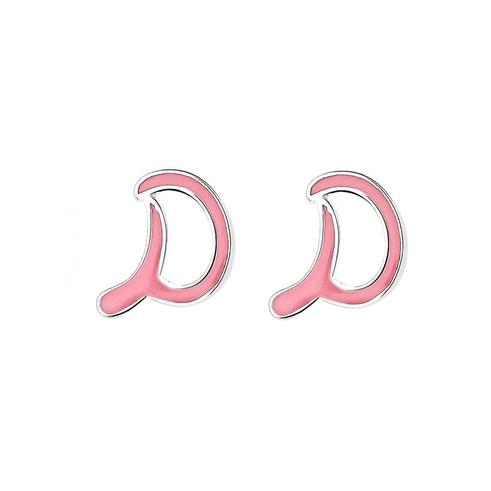 Promotion 925 Sterling Silver Mini Small  Drip Glue Letters 26 Initial Alphabet Stud Earring