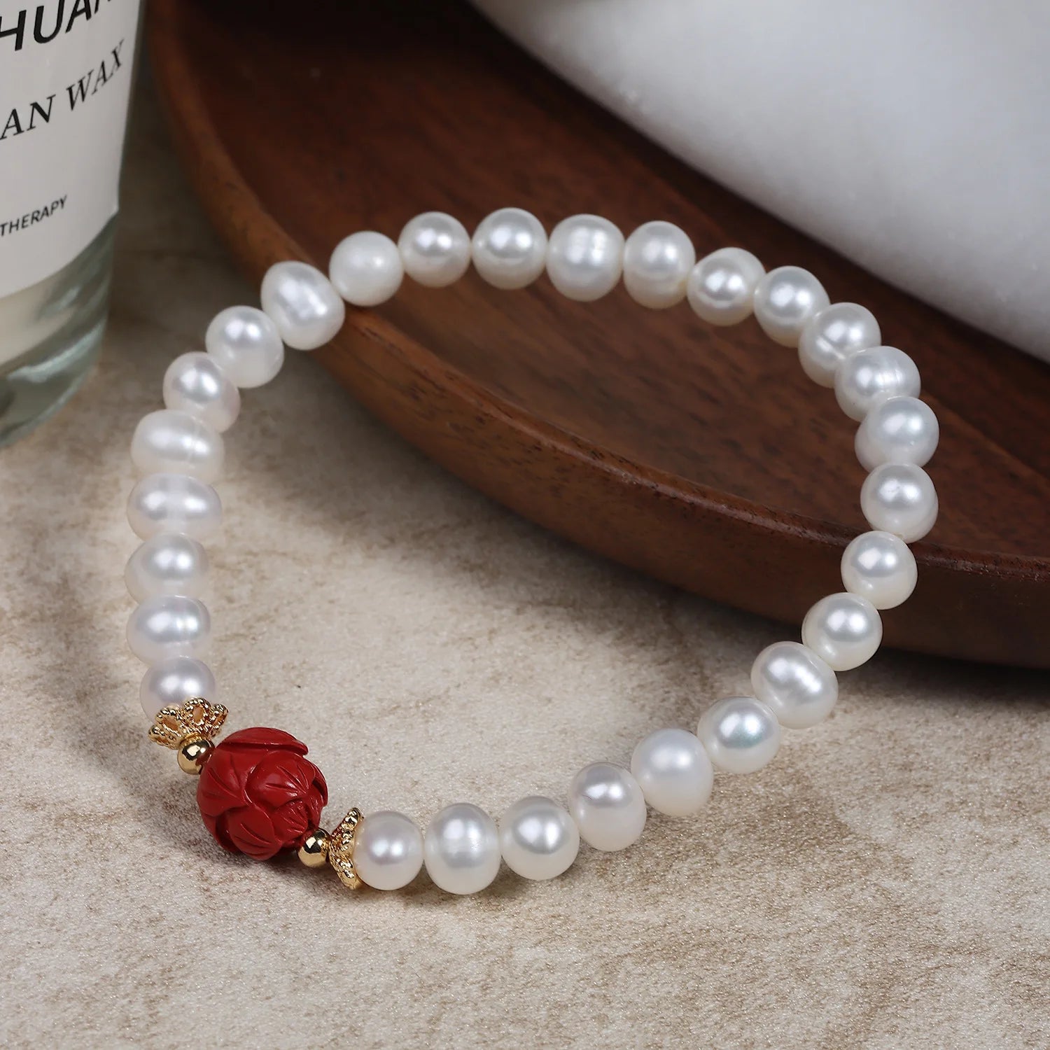 Good Luck Lotus Shape Freshwater Pearl Bracelet Simple Chinese Style Female Hand Jewelry Wholesale