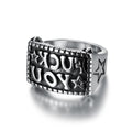 Custom Stainless Steel Biker Jewelry Antique Color Rock Roll Stainless Steel Letter Rings for Men Women