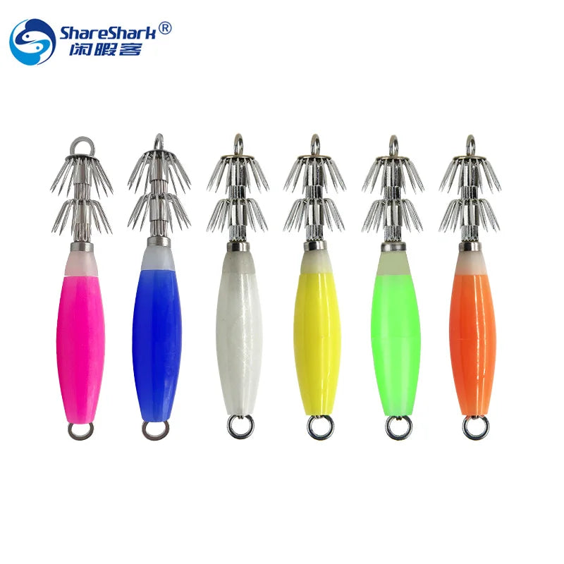 5 PCS/bag Luminous Octopus Jig Squid Jigs Fishing Lure With Hook