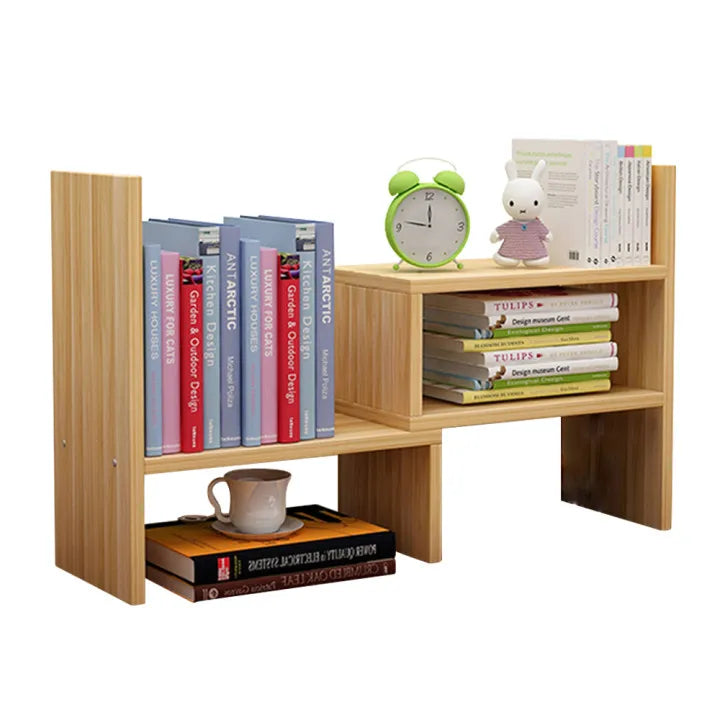Hot Sell 3 Layer Adjustable Bookshelf Storage Shelf MDF Desk Organizer- pink White Color