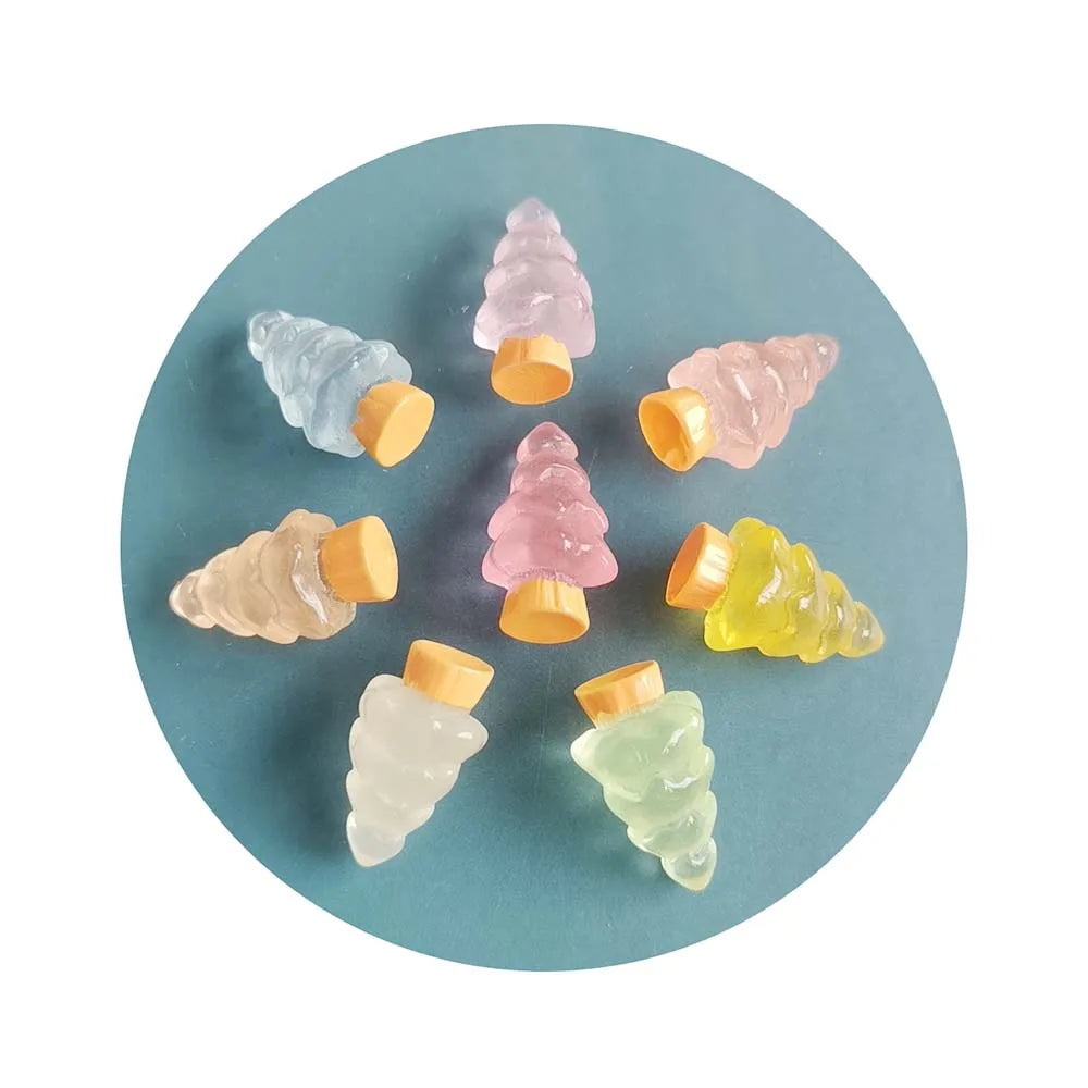 100 Pcs Luminous Resin Mini Christmas Tree Figurines Bulk Glow in Dark Xmas Tree Crafts DIY Accessories for Holiday Party Decor
