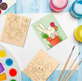 10pcs Set Children's DIY Color Painting Set with Laser-Engraved Line Template Wooden Handicrafts for Graffiti Hanging Decoration