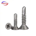316 Stainless Steel Cross Countersunk Flat Head Drill Tail Self Tapping Bolt Phillips Self Drilling Screw ST4.2 ST4.8 ST5.5