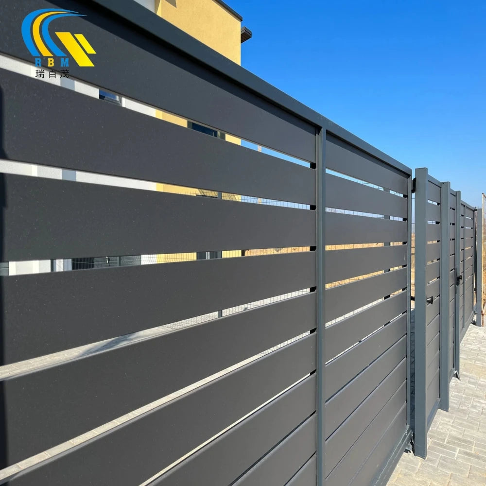 Modern Design Modular Fence Aluminum Metal Horizontal Yard Privacy Slat Fence Panels Outdoor Garden Fence