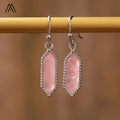 Crystal Earrings Healing Quartz Double Point Hexagonal Shape Pendant Hook Silver Plated Women Jewelry Birthday Wedding Gifts