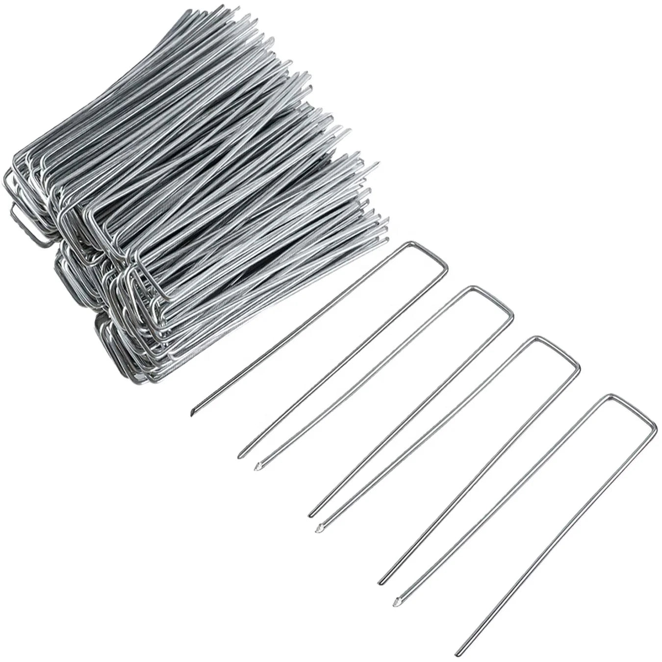 Green Garden 6Inch Pegs Pins Ground Stakes Staples Spikes U Shaped Landscape Securing Nail Pin Lawn Fabric Netting Matting