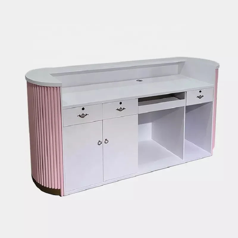 High Quality Modern Outdoor Warehouse Reception Front Counter Hair Beauty Nail Salon White Desk for Beauty Salon