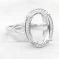 Semi Mount 10*14mm Sterling Silver Ring Empty Blank Support Claws Setting S925 Mountain Base Without Center Stone for DIY Inlay