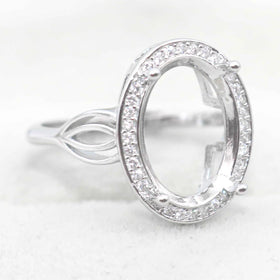 Semi Mount 10*14mm Sterling Silver Ring Empty Blank Support Claws Setting S925 Mountain Base Without Center Stone for DIY Inlay