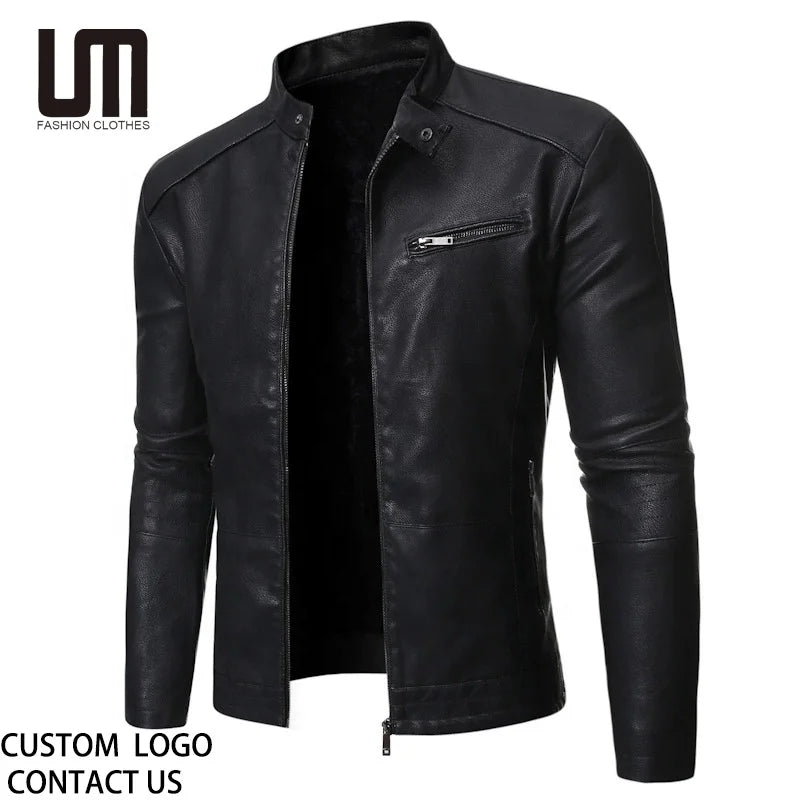 Clearance Sales Autumn Winter Men's Fashion Slim Streetwear PU Leather Motorcycle Jacket - Plus Size Coat (Trendy Outerwear)