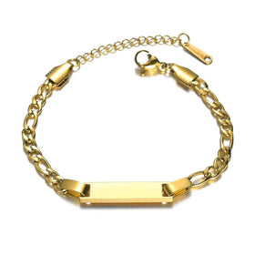 Mienter Girl Bracelets Gold Plated 18k Stainless Steel Blank Initial Bracelets Boys Customized Baby Name Bracelet