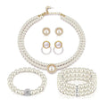 Alloy Artificial Pearls Multi-Layer Trendy Bride Necklace Earrings Wedding Bridal Bridesmaid Jewelry Gift Party 5 Pcs/Set