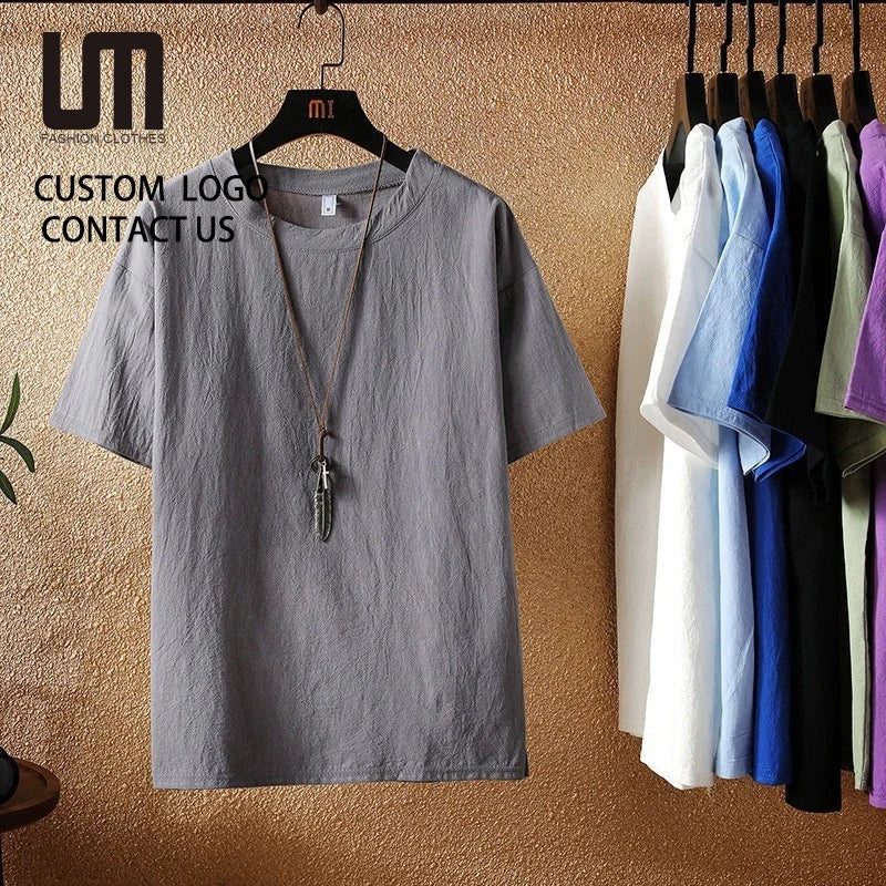 CUSTOM LOGO Cheap Wholesale Fashion Summer Men Casual Round Neck Short Sleeve Plus Size 5XL T Shirts
