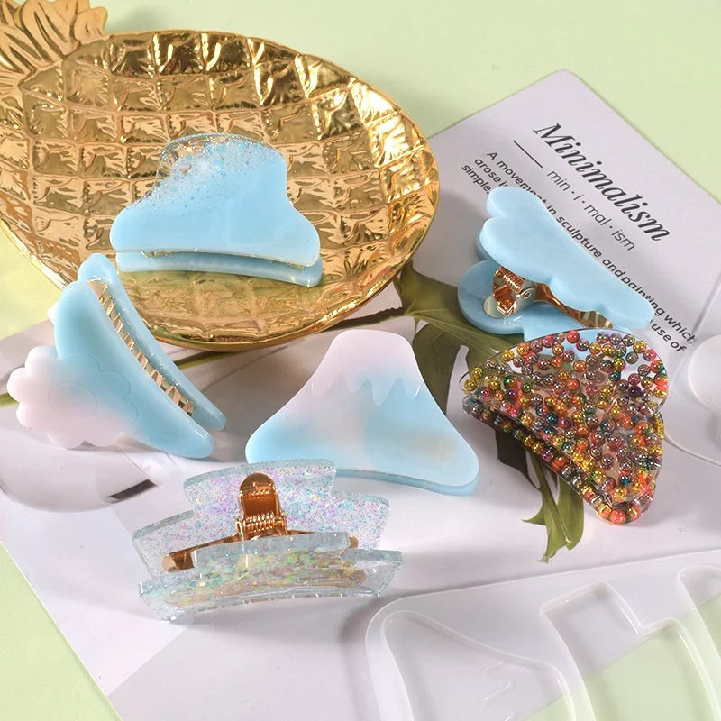 B-5539 Handmade Hairpin Patch Crystal Glue Epoxy Resin Mold Shark Hairpin Paster Silicone Mould Girl Hair Clip Accessories