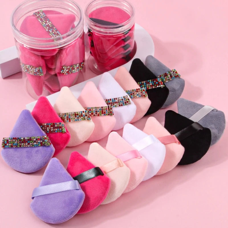 Wholesale Eco-Friendly Washable Triangle Powder Puff Wet Dry Use Loose Powder Liquid Foundation Velvet Soft Cosmetic Puff Makeup