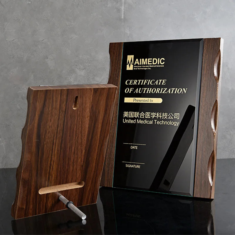 Customized Crystal Wooden WOODEN Certificate Plaque Medal Awards MH-NJ0265