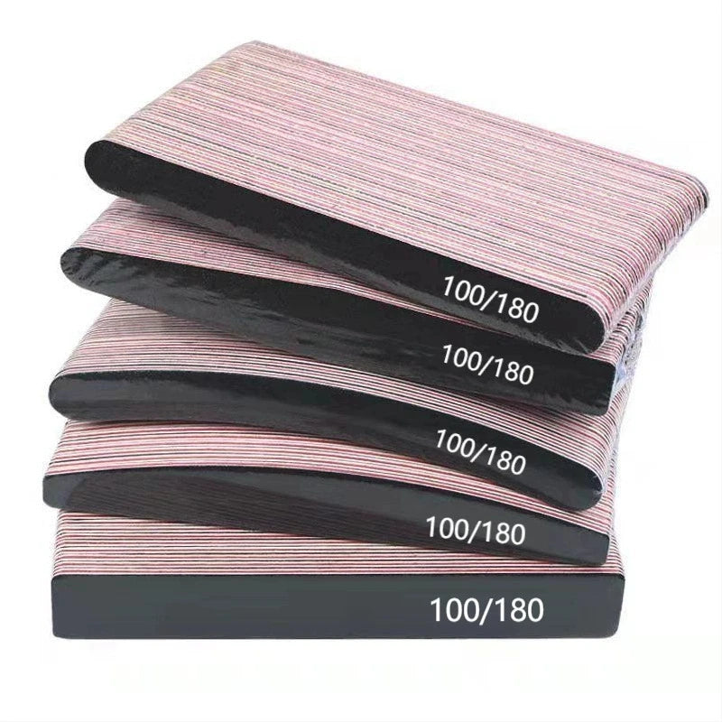 Professional Double-Sided EVA Sponge Nail File Buffer 100/180 Grit Sandpaper Sticks Black Durable Reusable Manicure Tool Nail