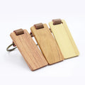 Personalized Custom Blank Rectangle Shape Olive Wooden Key Chain for Engraving Dark Color Wood Key Ring Engrave Wood Keychain