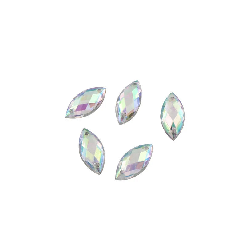 Size 7*15 Acrylic Satellite Shape Horse Eye Rhinestones Two Holes Sewing Motif Strass for Wedding Clothes for DIY Clothing Shoes