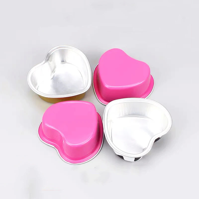 New Mold Colorful Aluminum Foil Heart Shape Food Cake Packing Containers 100pcs