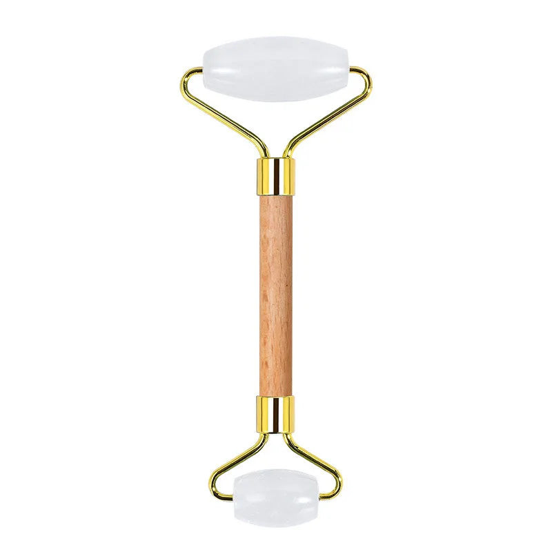 DIY White Jade Roller Gua Sha Set Amethyst Green Pink White Jade Heart Shaped Gua Sha Stone and Wood Face Roller Crystal Guasha
