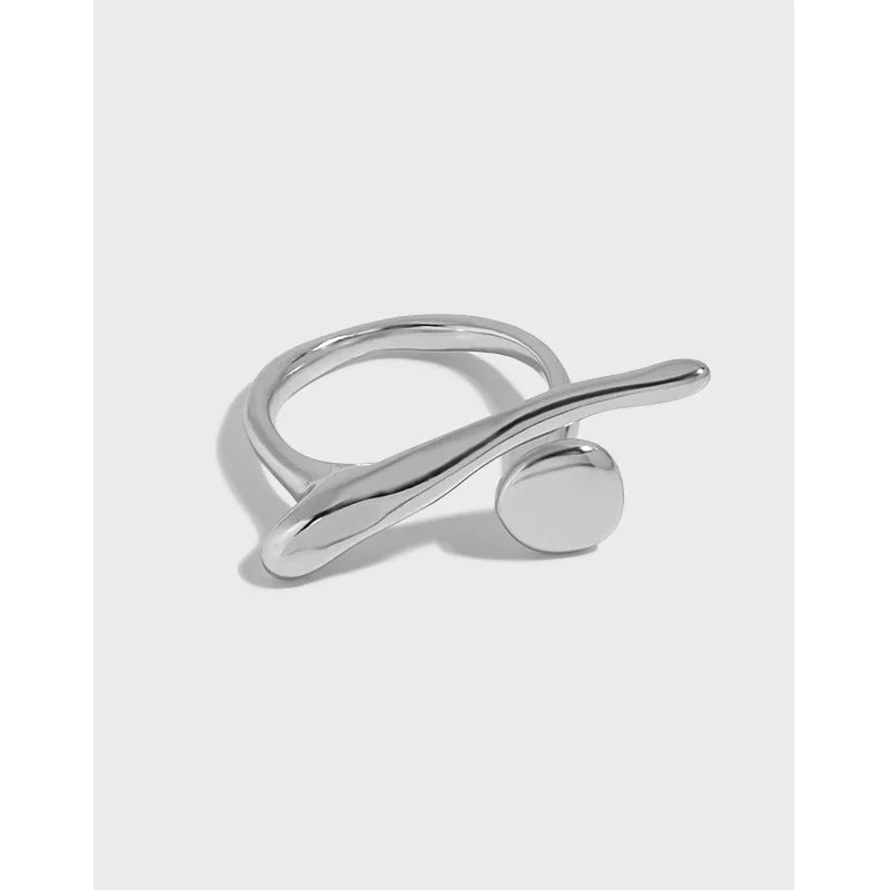 Geometric Fashion Wild 925 Sterling Silver Open Adjustable Finger Ring for Women