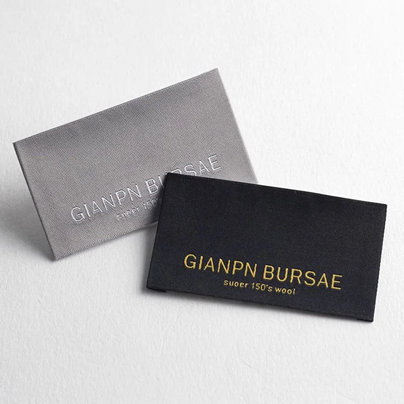 Custom Printed Brand Shirts Neck Name Polyester Woven Label High Density Clothes Woven Clothing Neck Labels Luxury HangTags
