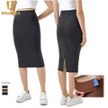 High Waist Slim Fitness Dress Quick Dry Sportswear Back Hem Slit Skirts Casual Women Sports Half Skirts With Invisible Pockets