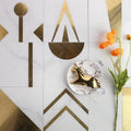 China 200x200mm Luxury Marble Look Geometric Pattern White Gold Porcelain Floor and Wall Tiles for Backsplash Bathroom Kitchen