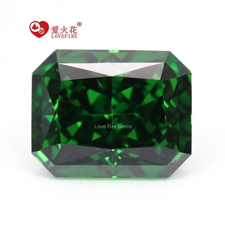 5A+ Synthetic Cz Diamond Green Color Octangle Shape Brilliant Crushed Ice Cut Cubic Zirconia Loose Stone Cz Stone