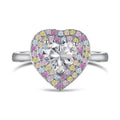 Dylam Sparkling Heart Shape S925 Sterling Silver Ring Band Rainbow Colorful Pink Diamond Cz Cubic Zirconia Rings Jewelry Women