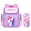 New Design Cute Cartoon Primary School Orthopedic Unicorn Student Bag 2 Pcs Set for Girls Kids Backpack