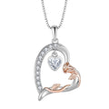 925 Sterling Silver Heart Rose Pendant Necklaces for Women Birthday Mothers Day Jewelry Gifts for Mom Wife Girlfriend