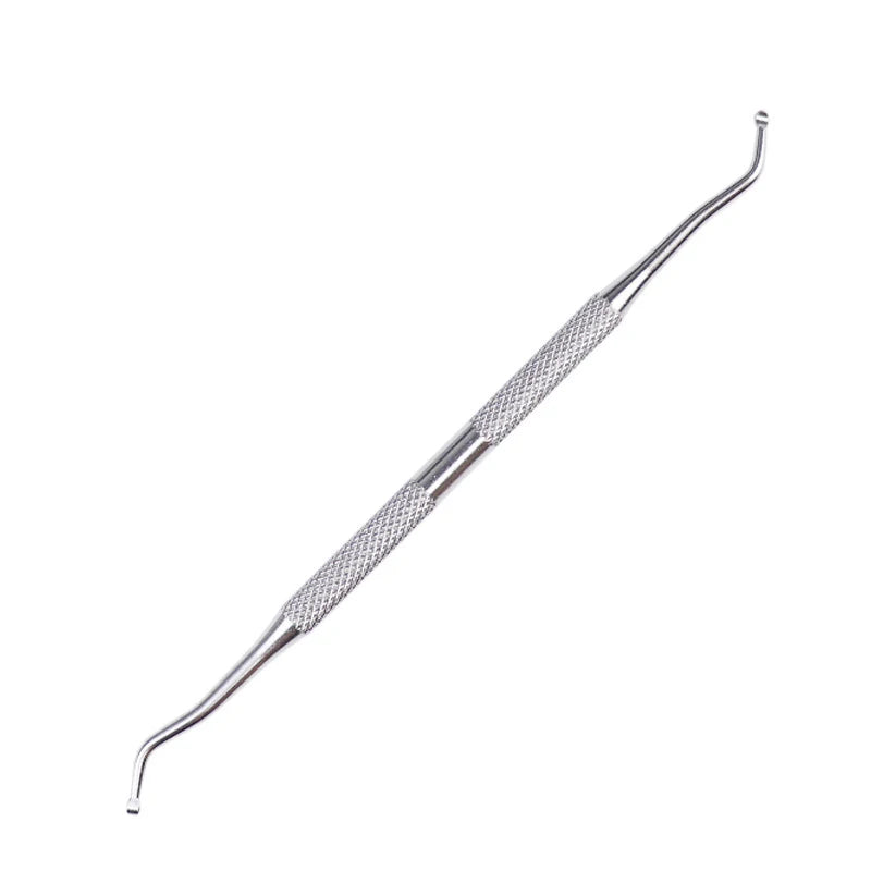 FOCSTAR Double-Ended Stainless Steel Silver 12.8cm Ingrown Nail Tools Nail Gel Polish Remover Cuticle Pusher Cleaner Customized