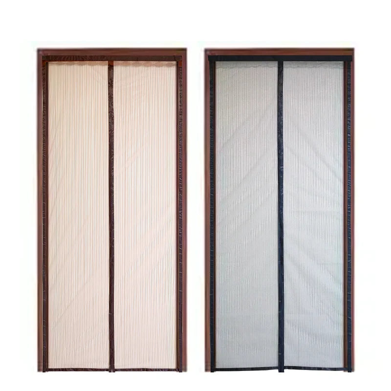 Factory Outlet Wholesale Hands-free Magnetic Automatic Double Open Polyester Mesh Door Curtain Mosquito Insect Net Screen Black