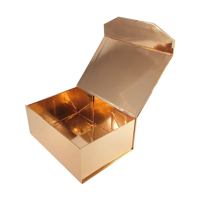 Custom Magnetic Flat Folding Luxury Rigid Cardboard Packaging Gold Clothing Box Apparel Gift Boxes With Your Logo