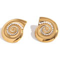 Trendy Artificial Pearls Summer Holiday Charm Jewelry Waterproof Gold Plated Stainless Steel Conch Drop Earrings for Women