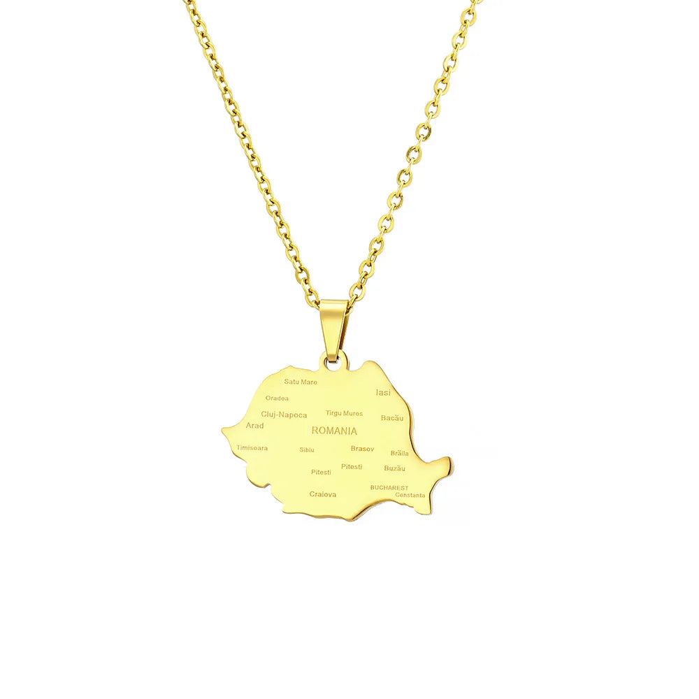 New Designs Stainless Steel Romania Necklace with City Name
