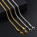 Stainless Steel Necklace Rope Chain With Clasps 2mm 3mm Width 18K Gold PVD Plated Popular Non Tarnish Waterproof Chains
