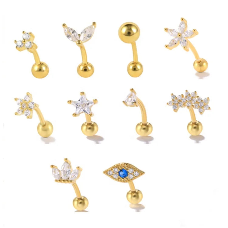 Gaby New Dainty Earrings 925 Sterling Silver Eyebrow Rings  Cartilage Earring Piercing Sterling Silver Piercing Jewelry