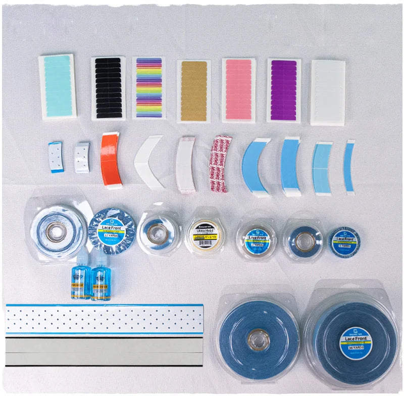 Invisible Blue V-Shape Waterproof PU Lace Wig Double Sided Ultra-Hold Glue Adhesive Roll for Sensitive Skin Medical Grade Wigs