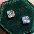 Huitan Simple Design Square Shaped Cubic Zirconia Silver Plated Earring for Lady's Party Fashion Jewelry Stud Earrings Wholesale