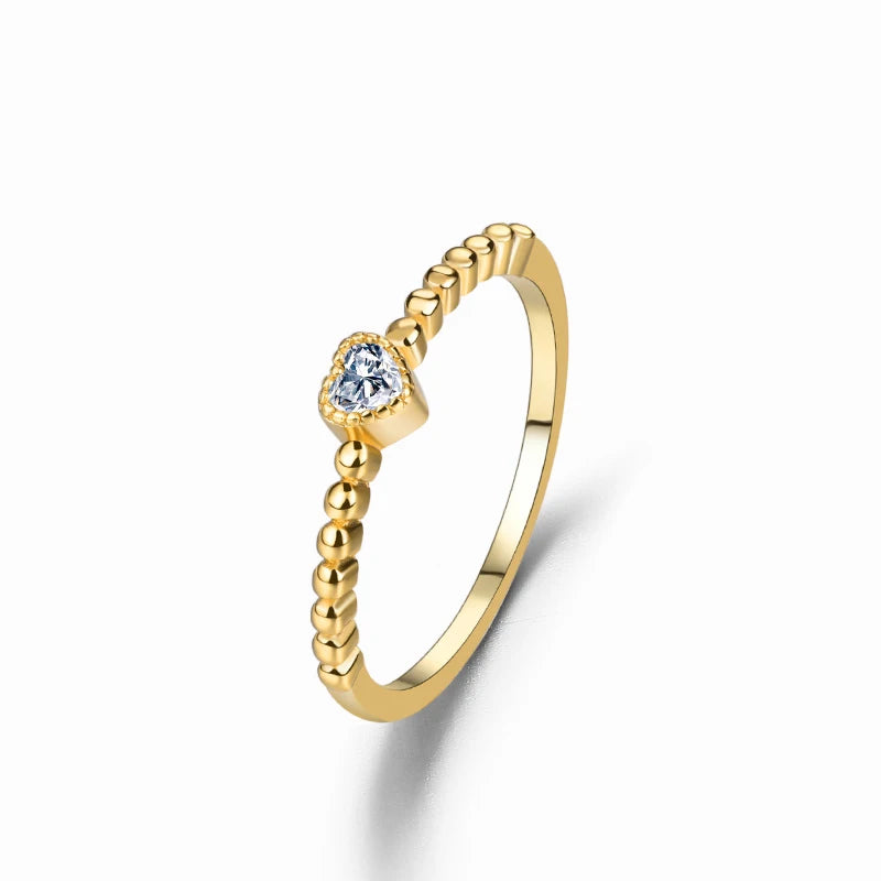Women's Trendy Brass 18K Gold Plated Heart Shaped CZ Zircon Wedding Rings 2021 New Wholesale