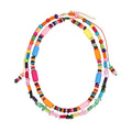 Welwish Hot Vintage Style Women Two Layer Handmade Colored Wood Bead Necklace