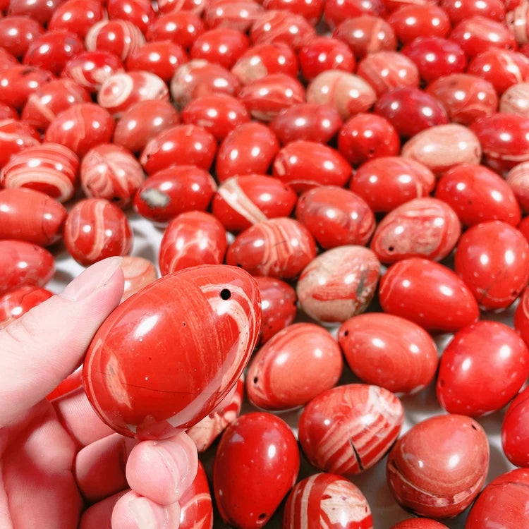 Natural Rock Quartz Crystal Massage Yoni Eggs Red Jasper Eggs Kegel Exerciser Eggs Sphere