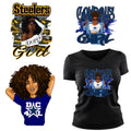 Wholesale JM Fashion Afro Football Girl Iron Heat Transfer Printing Stock Design Customizable Garment Stickers Decals Appliques