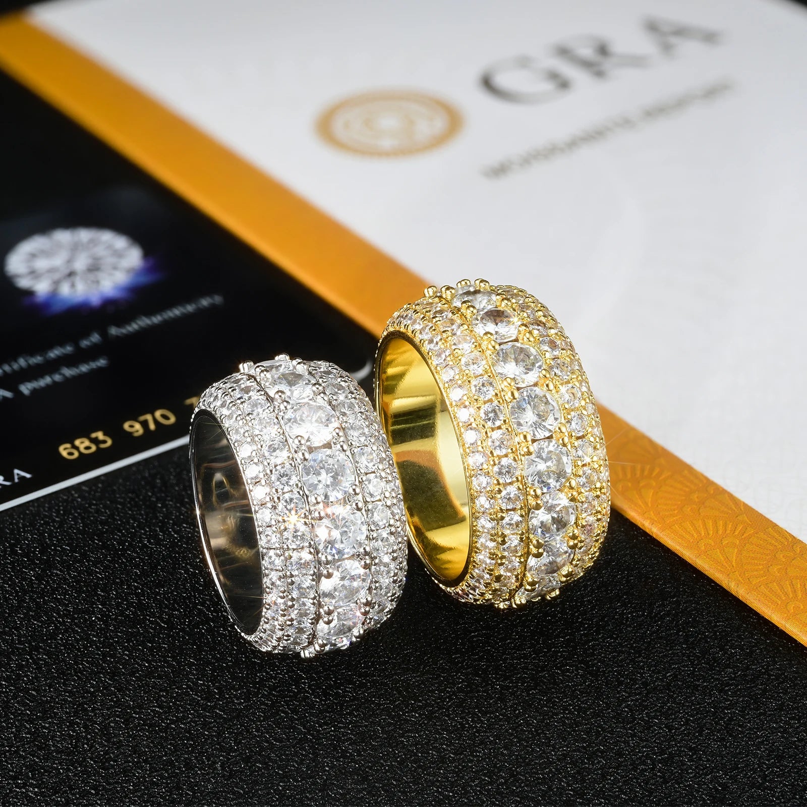 Classic Luxury 5 Rows Moissanite Ring Pass Diamond Test 925 Sterling Silver Shiny Fashion Jewelry Rings Moissanite Ring Men